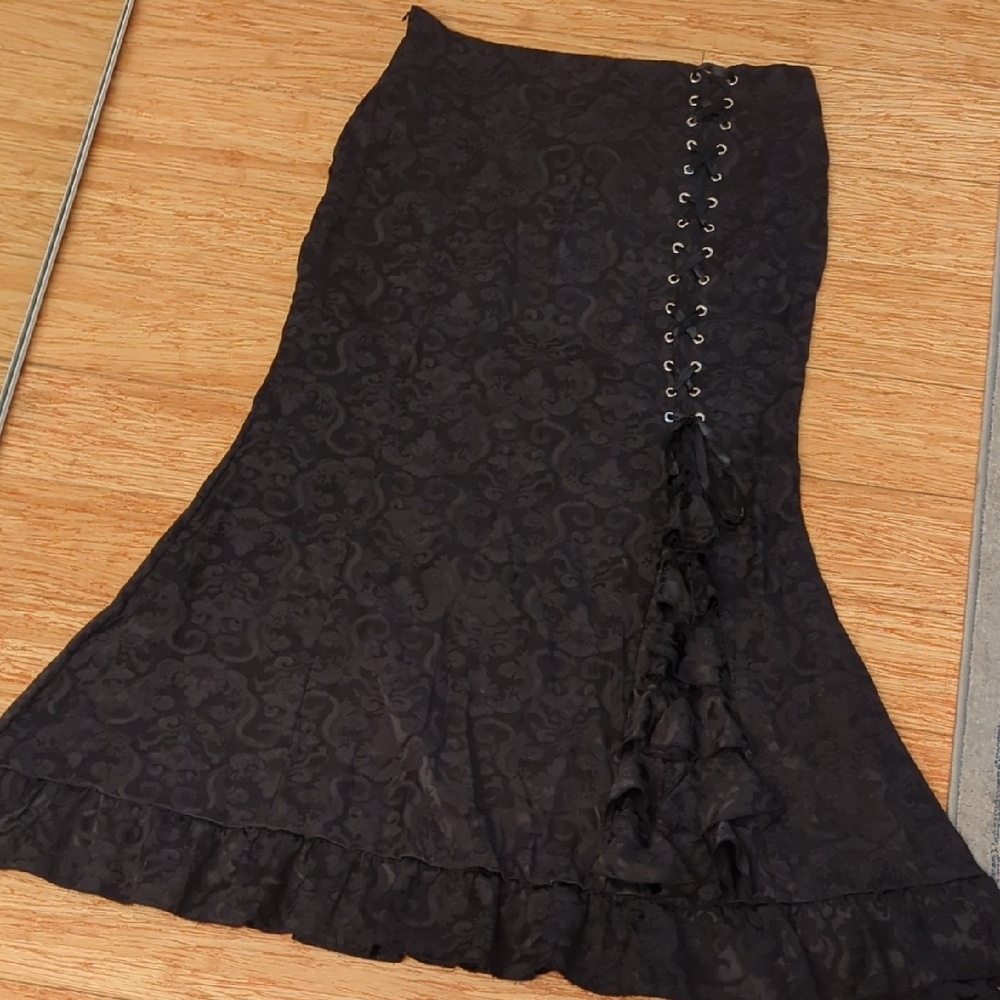 Elegant Black Lace-Up Women's Skirt